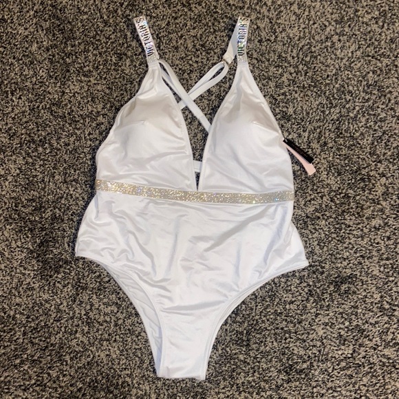 VICTORIA'S SECRET SWIM Rhinestone Bling Strap Plunge One-Piece Swimsuit - NWT - Picture 5 of 6
